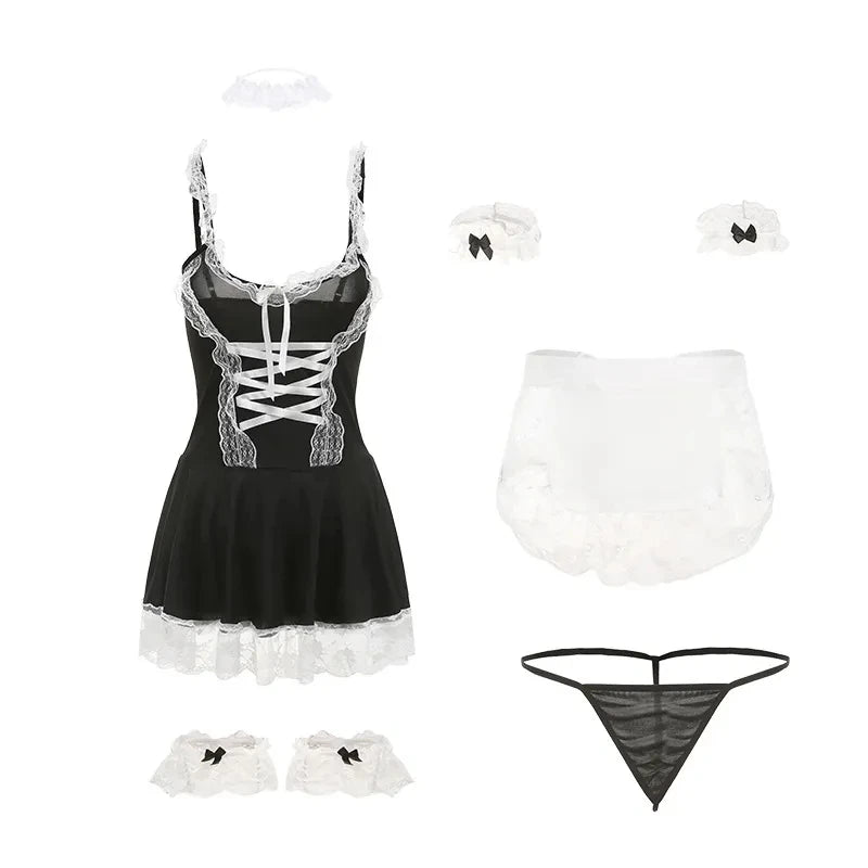 Fun lingerie sexy large size maid uniform seductive pure no take off passionate set pajama role-playing costume Large 40-90 kg