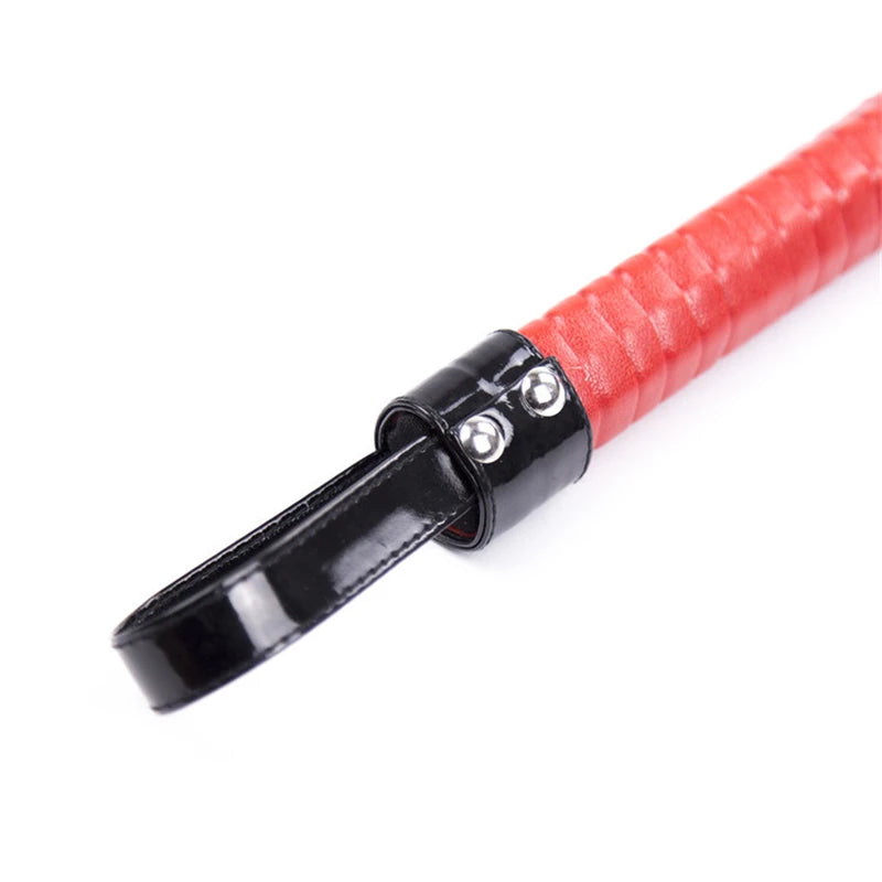 60CM Natural Rattan BDSM Whip Paddle ,Riding Crop Flogger Spikes PU Leather