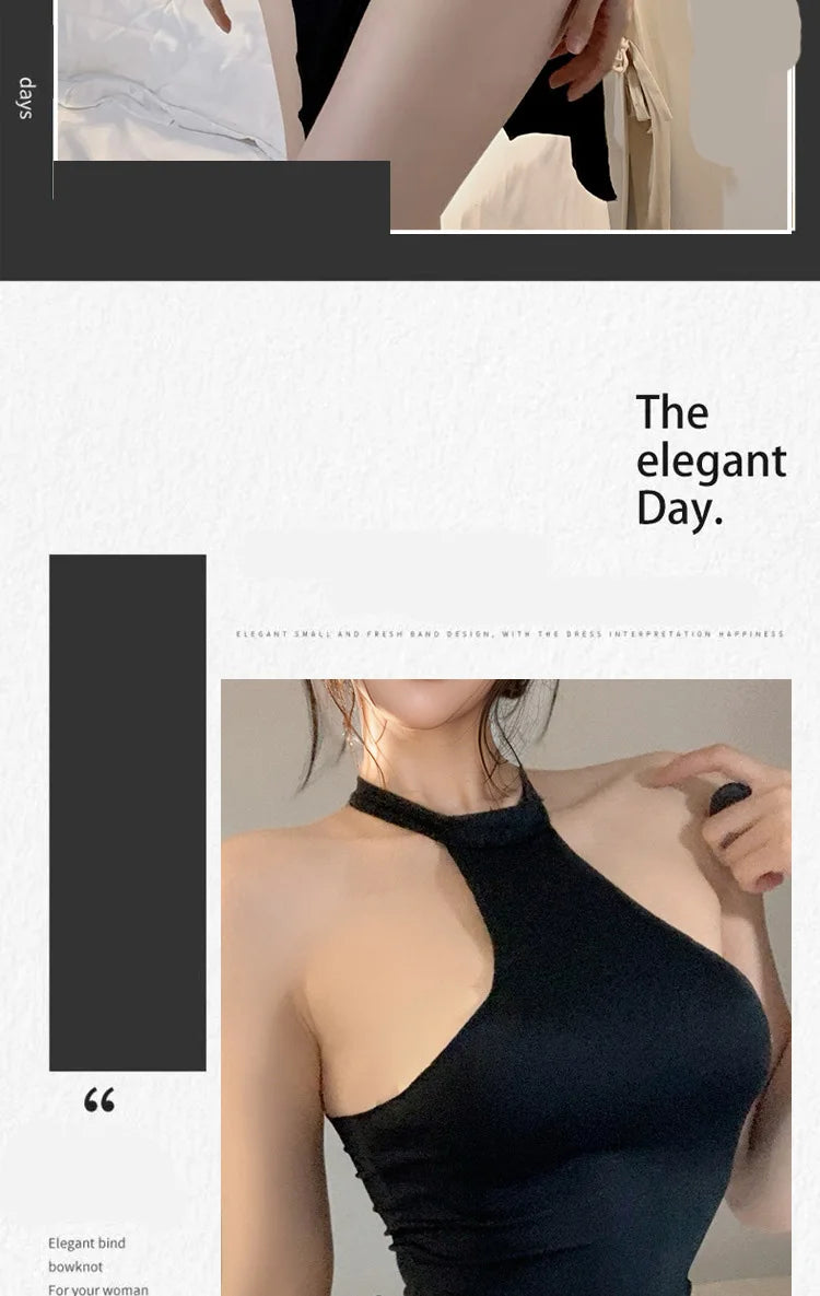 Sexy Lingerie Sleeveless Hollow Slit European Tight Fitting Short Dress