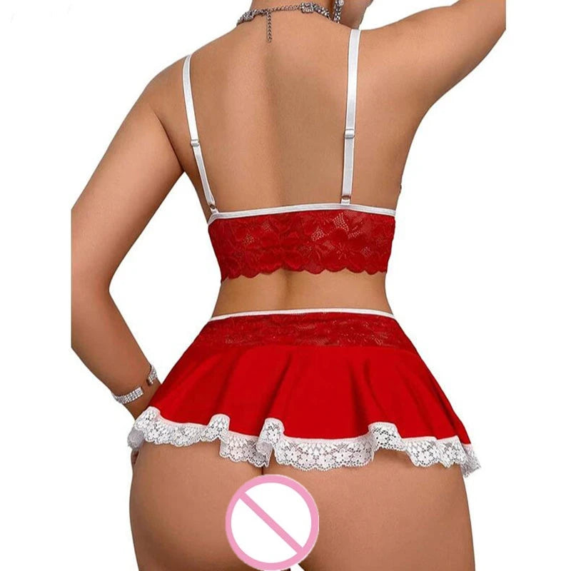 Transparent Lace Matching Sexy Outfits For Woman Cosplay Costume Erotic Set