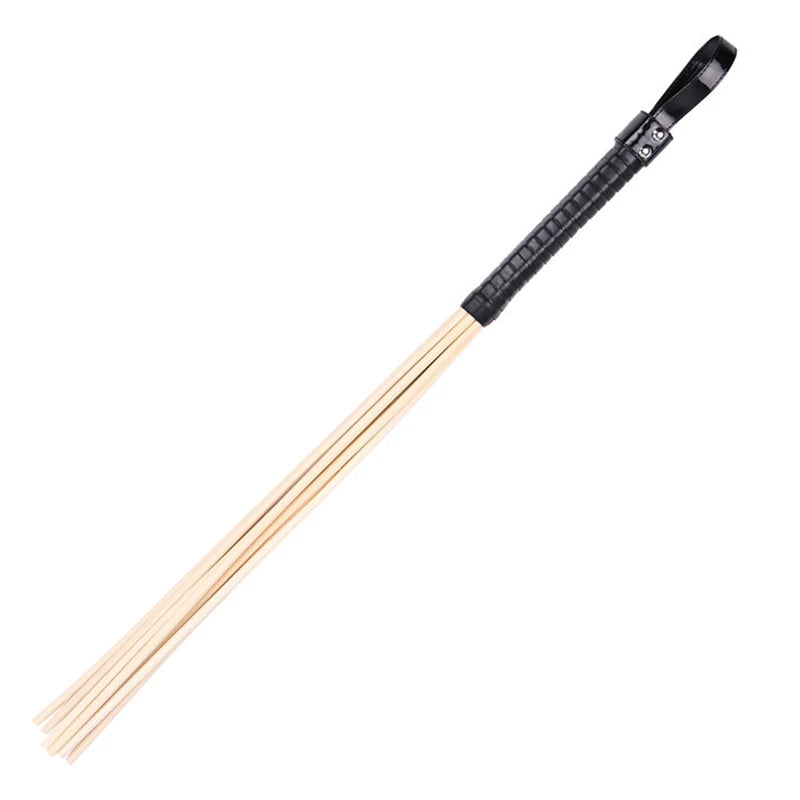 60CM Natural Rattan BDSM Whip Paddle ,Riding Crop Flogger Spikes PU Leather