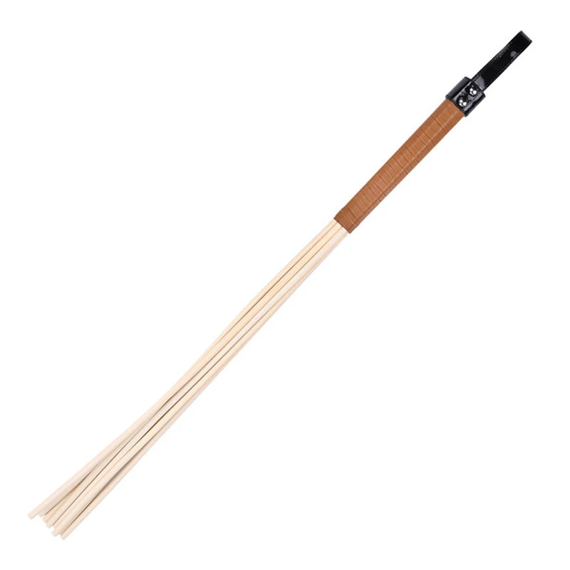 60CM Natural Rattan BDSM Whip Paddle ,Riding Crop Flogger Spikes PU Leather