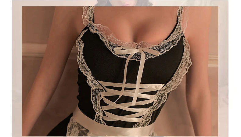Fun lingerie sexy large size maid uniform seductive pure no take off passionate set pajama role-playing costume Large 40-90 kg