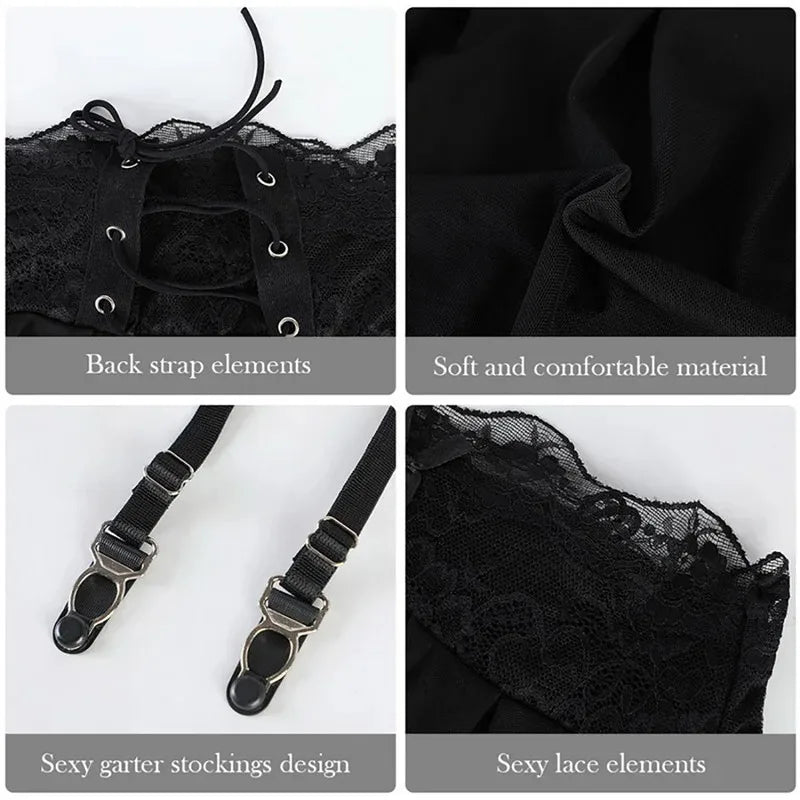 Women's sexy erotic lingerie, mini dresses, see-through dresses, exotic, lace dresses, babydoll halter dresses