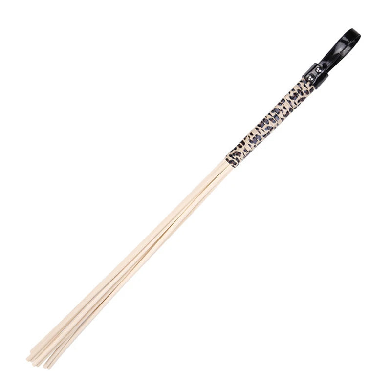 60CM Natural Rattan BDSM Whip Paddle ,Riding Crop Flogger Spikes PU Leather