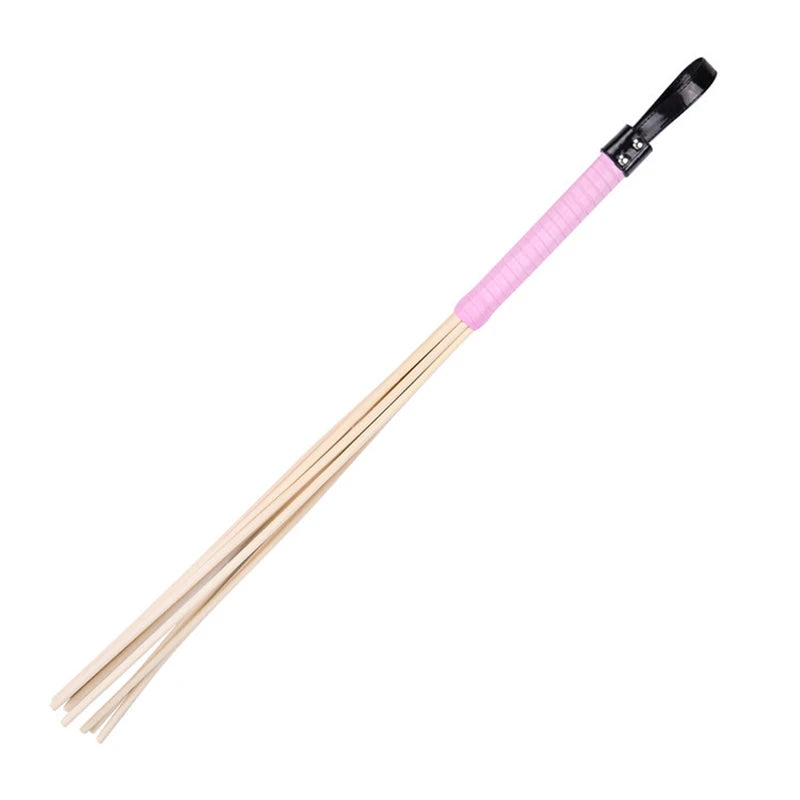 60CM Natural Rattan BDSM Whip Paddle ,Riding Crop Flogger Spikes PU Leather