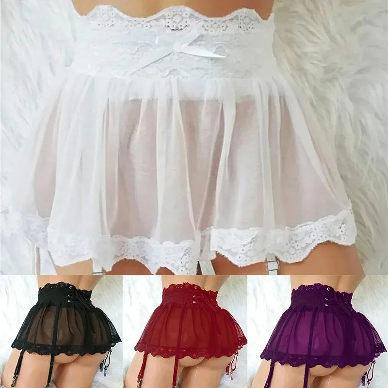 Women's sexy erotic lingerie, mini dresses, see-through dresses, exotic, lace dresses, babydoll halter dresses