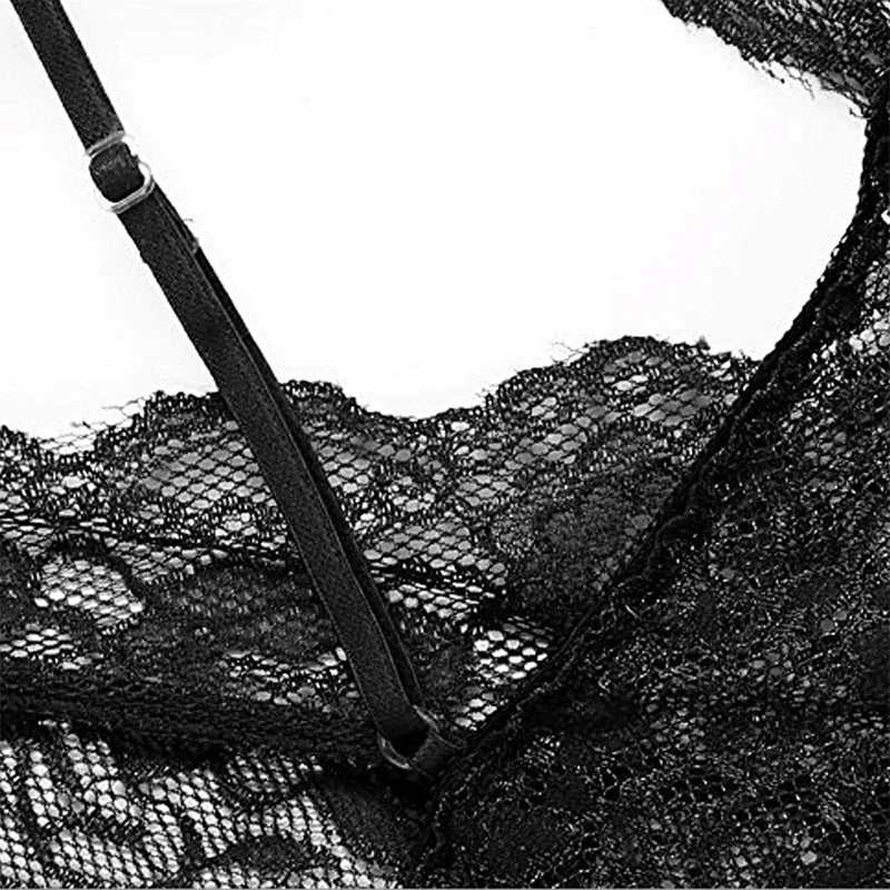 Sexy Open Crotch Lingerie Women Plus Size Bodysuit Erotic Costumes Mesh Lace Teddy Baby Doll Maid Dress Cosplay Lolita Uniform