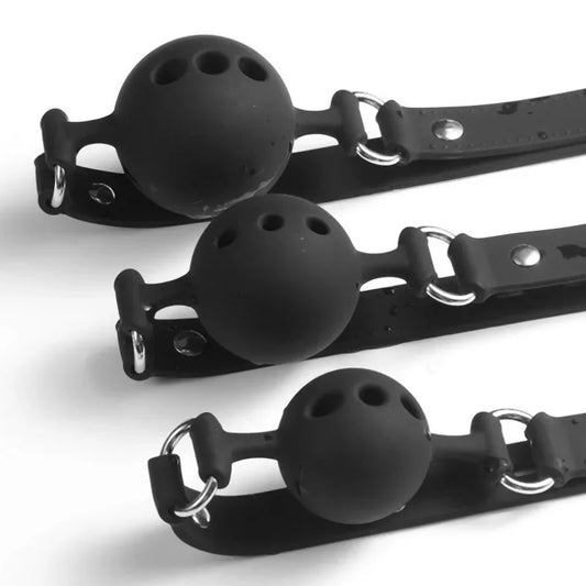 All Silicone Mouth Gag Breathable Ball Gag Adjustable Belt Mouth Sex Toys For Adult SM Games Sexyshop Erotic Accessories