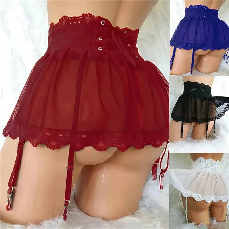 Women's sexy erotic lingerie, mini dresses, see-through dresses, exotic, lace dresses, babydoll halter dresses